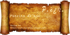 Petrits Ákos névjegykártya